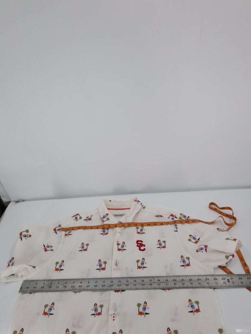 Tommy Bahama hawaiian shirt men XL Printed Hula Oasis Camp Shirt White SC cotton - Picture 12 of 14